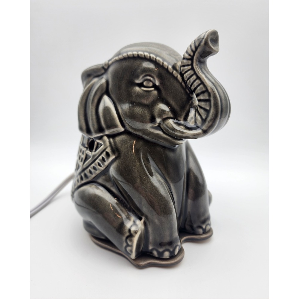 Elephant Wax Warmer Accent Light Trunk Up Gray Nightlight Animal Tart Candle